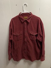 St Johns Bay Chamois Shirt Mens XL Extra Large Red Button Up Flannel Vintage 90s