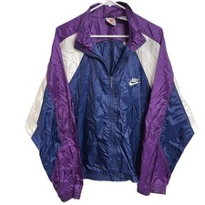 Vintage 90s Nike Colorblock Purple Windbreaker Jacket Retro Streetwear Size L