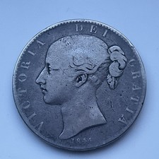 1844 Sterling Silver Queen Victoria Young Head Crown Coin Circulated Condition.