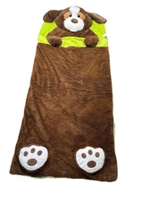HugFun Puppy Plush Sleeping Bag 62x26 Soft Slumber  Zipper Cozy Pillow/Sleepsack