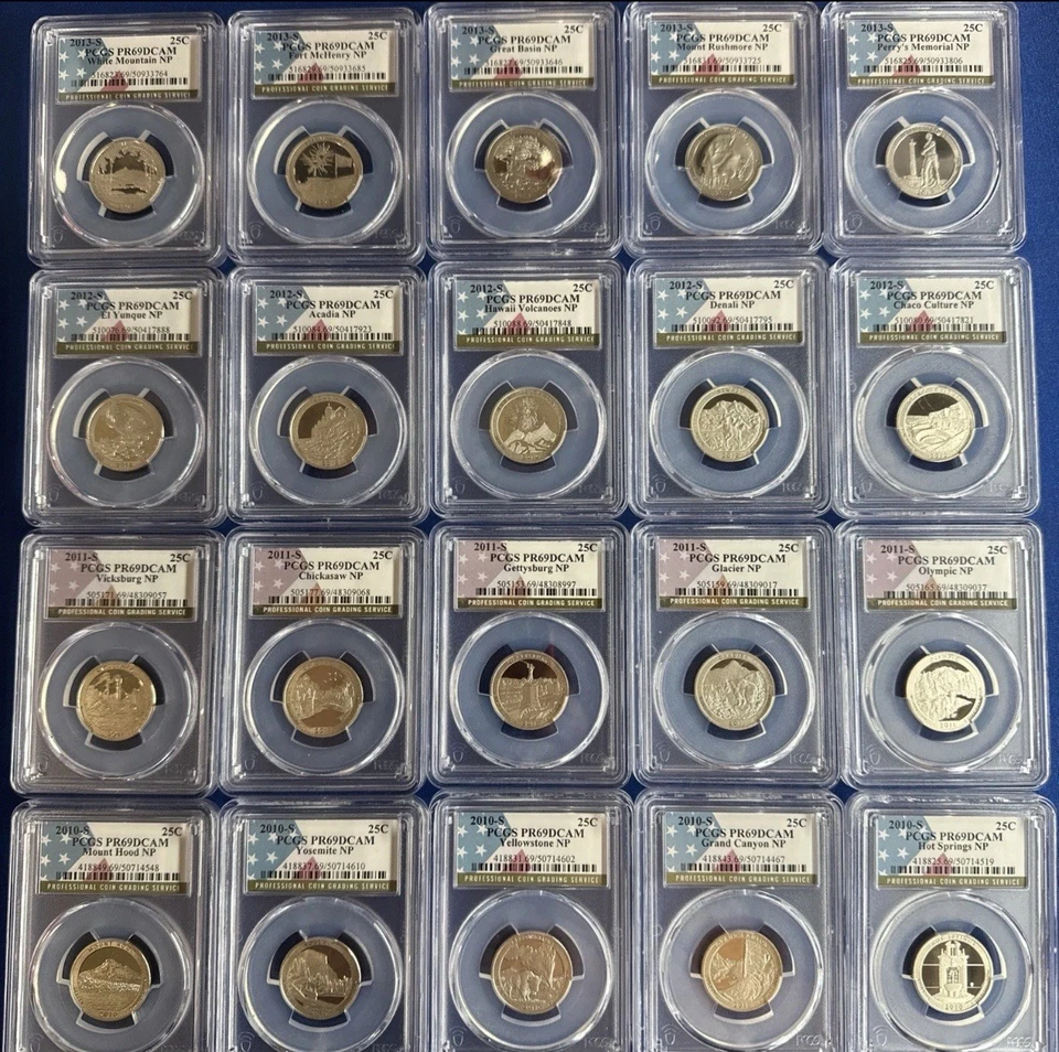 2010 & 2011 & 2012 & 2013 "S" All PCGS 69 DCAM National Park Quarter Sets / - Image 2 of 4