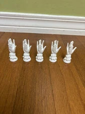 Place Card Holders Set Of 5 Porcelain White Ladies Hand