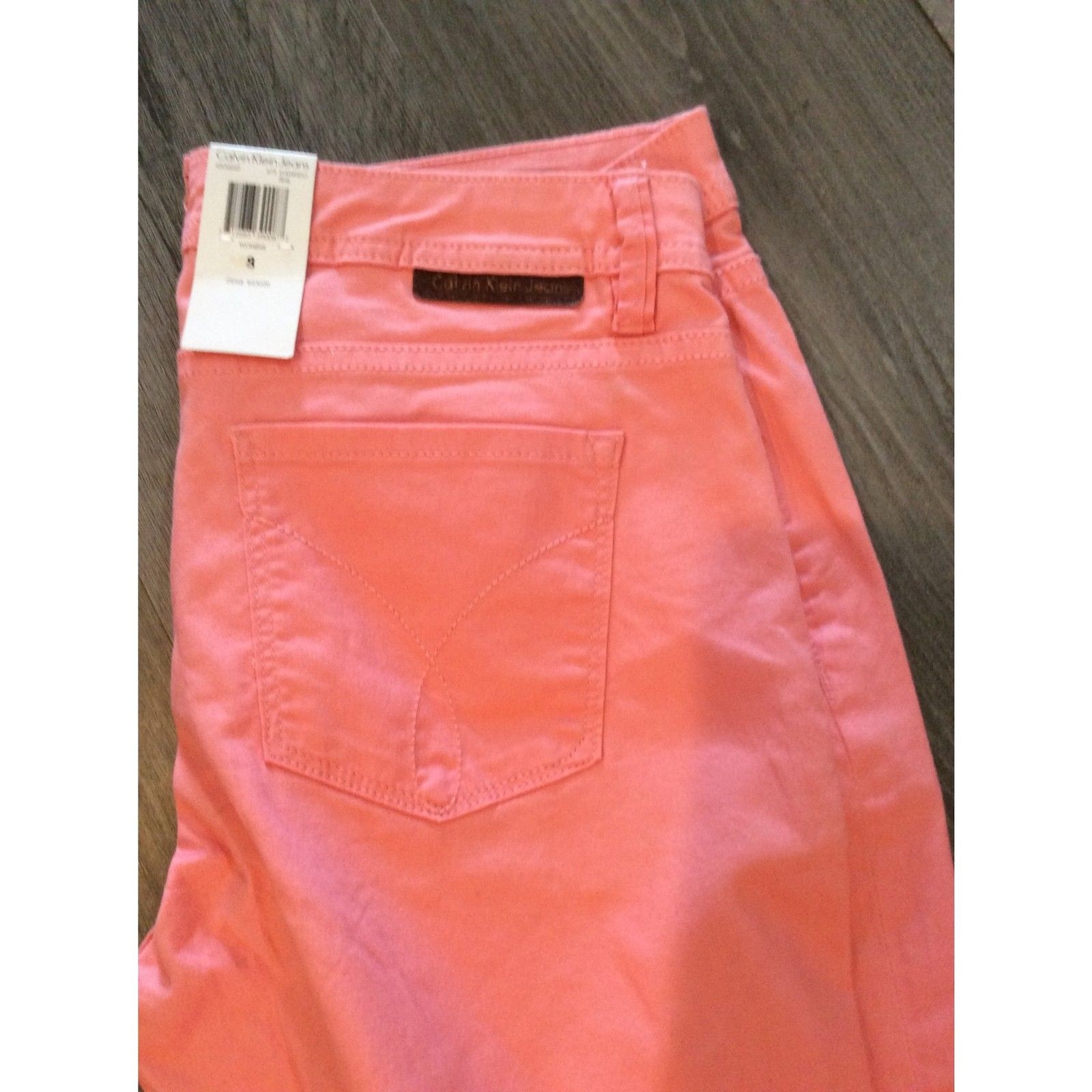 New NWT Size 8 Calvin Klein PINK skinny crop stretch womens image 5
