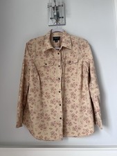 Vintage 1980s Ralph Lauren Chaps 1X Classic Faded Roses On Tan Womens 