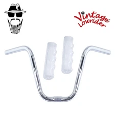 Original Lowrider 9" 25.4 D Handlebar Chrome 212 120mm Grips Solid/Clear