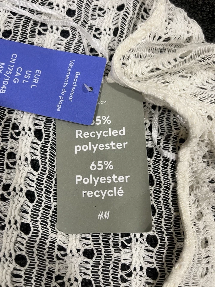 ¡Nuevo! Cubierta de baño H&M color blanco ropa de playa con cordones talla grande Foto 3 de 4