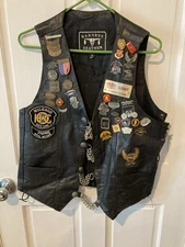 Vintage Harley HOG Vest Leather Ft Lauderdale Chapter 40+ Pins Patches USMC
