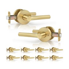 10 Pack Passage Gold Door Handles Bulk Without Lock and Key  Brushed Gold