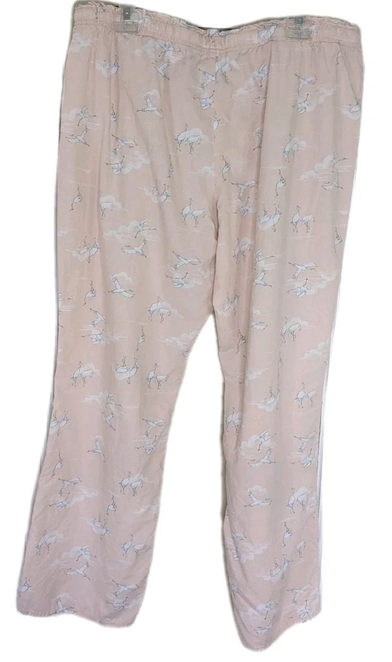Gilligan & O'Malley 女式 XL 粉红色带苍鹭抽绳休闲裤棉质睡眠 — 第 4/4 张图片