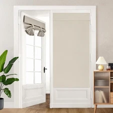 100% Blackout French Door Curtains Linen Textured Privacy Window Thermal