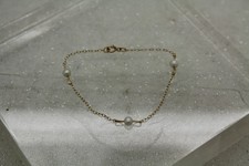 14k Y.G.  WHITE PEARL BABY BRACELET 5 1/2" 