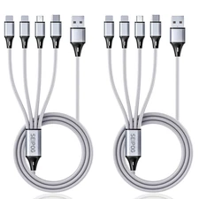Multi Charging Cable, USB Cable 3A 4FT Nylon Braided Universal 4In1 Charger Adap