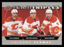 2021-22 Upper Deck Team Triples Elias Lindholm / Matthew Tkachuk / Mark Giordano
