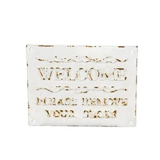 Sungmor Cast Iron Rustic WELCOME Sign with PLEASE REMOVE YOUR SHOES Remind Decor