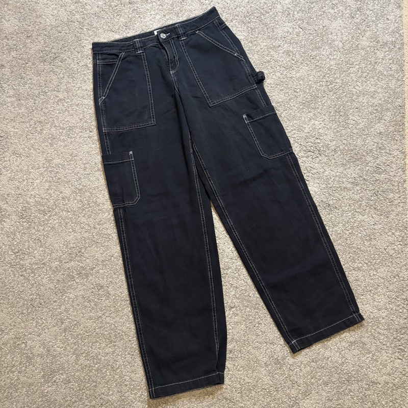 Garage Y2K High-Rise Straight Leg Cargo Carpenter Pant Black Jeans Size 5