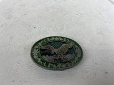 Vintage Siskiyou Buckle Co. Bald Eagle Pewter Green and Black Belt Buckle