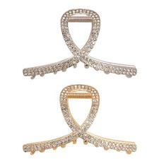 2 Pcs Medium Rhinestone Claw Clips For Women, Gold and Sliver Metal Elegant H...