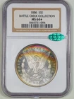 1886 $1 Morgan Silver Dollar MS64* STAR NGC CAC Battle Creek Collection Toned PL