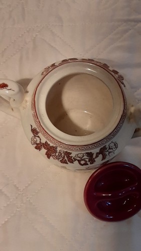 Nasco Indian Tree Sugar w/Lid Set Brown Burgundy Print 3.25" - Picture 5 of 7