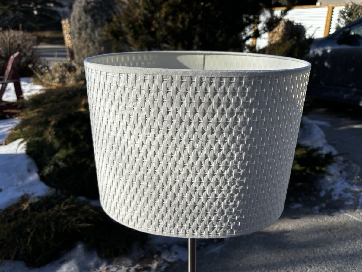 IKEA Alang White Silver Brushed Adjustable Floor Lamp Light Basket