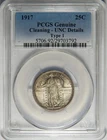 1917 PCGS GENUINE, CLEANING-UNC DETAILS TYPE-1 STANDING LIBERTY QUARTER
