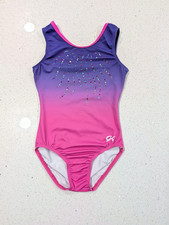 ULTRA SOFT GK Elite AXS Small Gymnastics Dance Leotard OMBRE Pink Purple SEQUINS