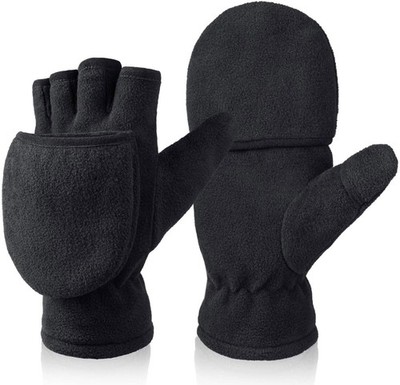 Best Winter Convertible Gloves Flip Top Mittens Warm Polar Fleece for Running
