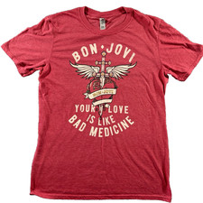 Bon Jovi Bad Medicine Heather Red T Shirt Full Size S-5XL