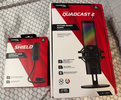 PREOWNED | HyperX Quadcast 2 S - USB Microphone + HyperX Shield - Pop Filter