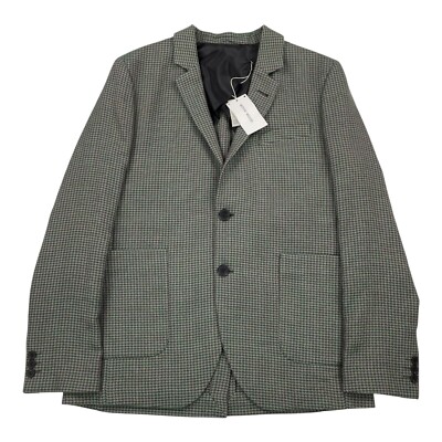 Wood Wood FREDERICK Space Check Blazer Herren EU Größe 48 Grün Wolle Hexaflower