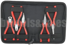 5pc Precision Mini Pliers Set Linesman Bent Nipper Needle Nose Pliers w/ Pouch