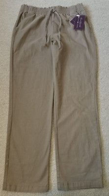 NWT Womens Pants-GLORIA VANDERBILT-brown cotton stretch ''pull on chino''-12
