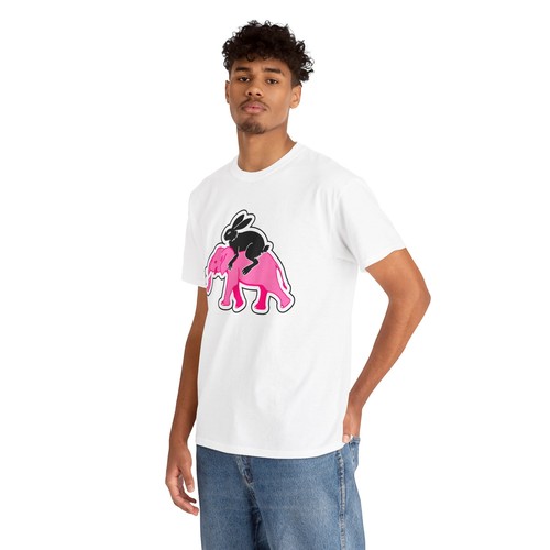 Camiseta Unisex Adulto Negra Conejo Rosa Elefante Arte Callejero Ropa Callejera Gráfico - Imagen 20 de 25