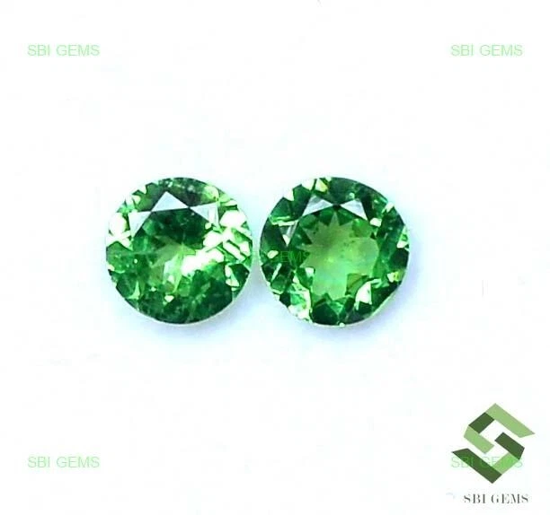 5 mm Natural Tsavorite Round Cut Pair Jewelry Supply 0.90 Cts Loose Gemstones - Image 3 of 4