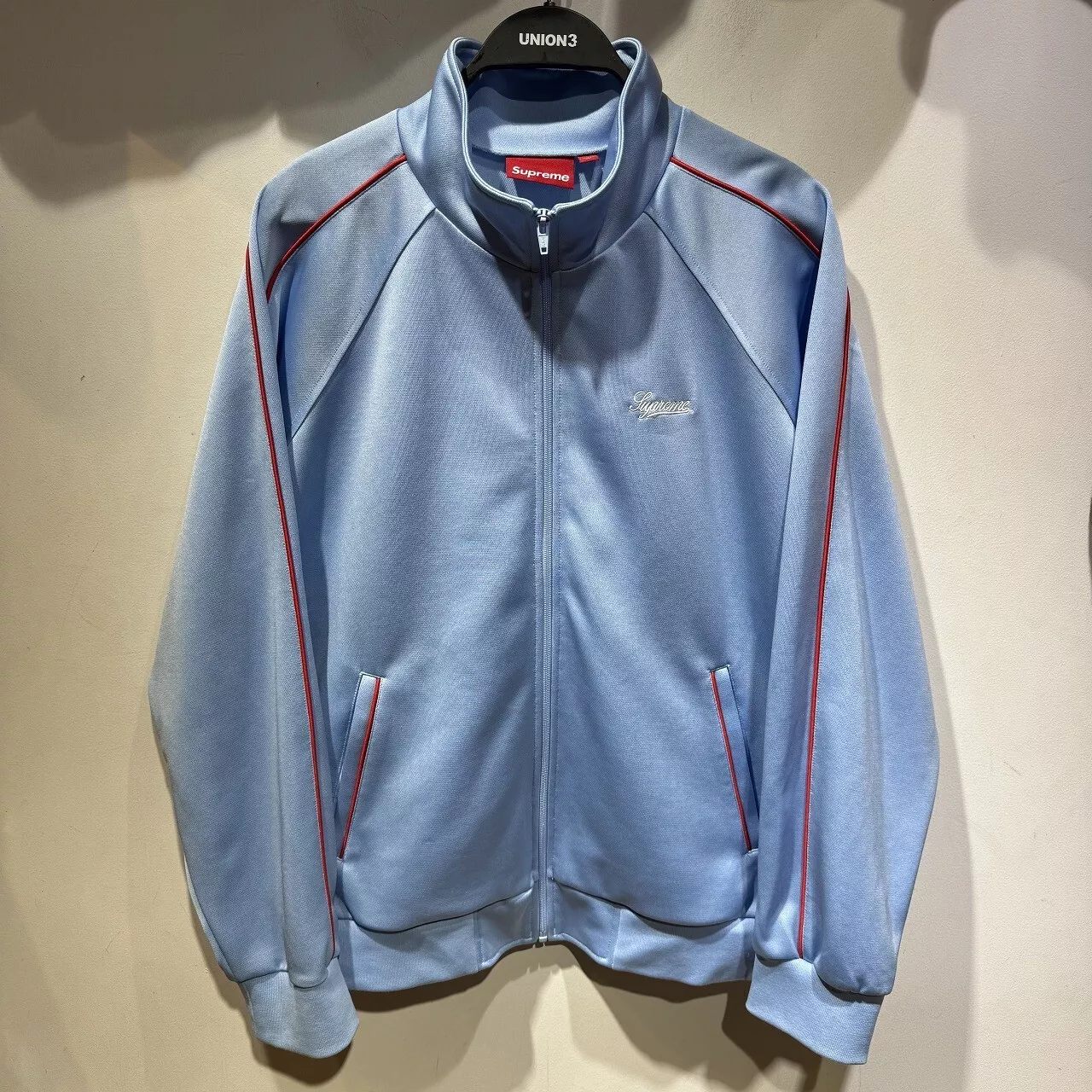 Veste de survêtement Supreme 24SS tricot jersey bleu XL survêtement homme logo fermeture éclair complète