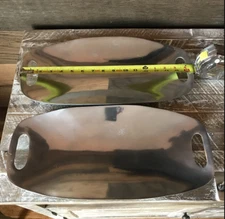 BULK LOT OF (4) Heavy Aluminum Serving Catering Trays with Handles Large 16" L