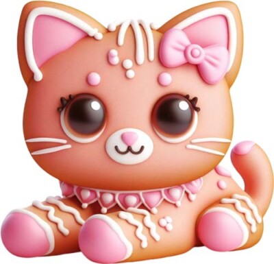 Rosa Weihnachten Lebkuchen Katze Wandbild Schlafzimmer Van Vinyl Aufkleber Abziehbild 6 Größen