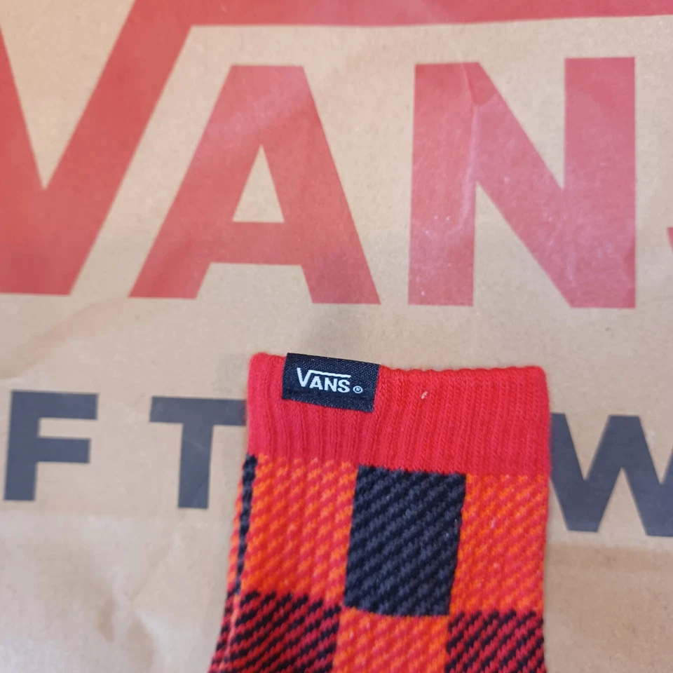 (3) pairs Vans Crew Socks Women's 6.5 -10 Black/Red Checkerboard - VN0AR2QYHU - Image 2 of 4