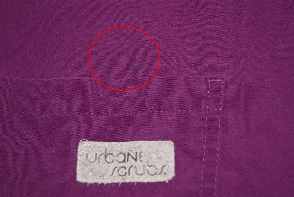 urbane scrub top womens small purple w/ green piping 2 pocket & pen holder - Image 3 of 4