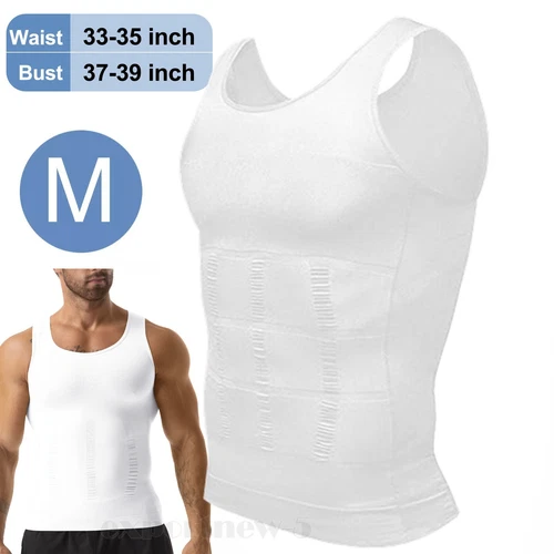 Mens Body Shaper Belly Chest Compression Slimming Shirt Tank Top Abs Girdle Vest - Picture 15 of 56