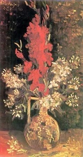 Vase with Gladiolas and Carnations by Van Gogh Giclee  Print Repro on Canvas