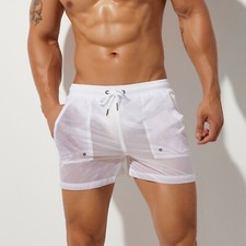 Men Summer Translucent Lining boxer shorts Casual Beach Surf Swimwear