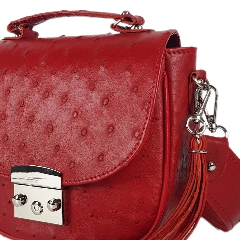 COACH Borsa a tracolla donna VERA pelle di struzzo borsa a mano rossa di lusso tracolla