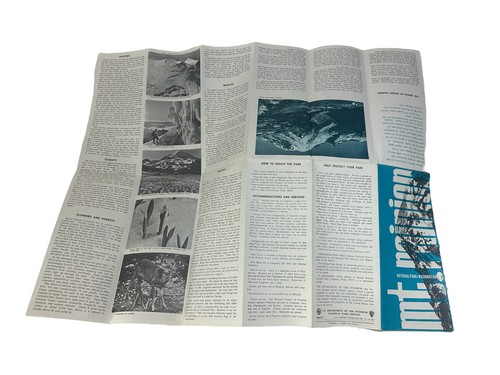 1966 Mount Rainier Fold Out Map National Park Washington Vintage Tourist Guide - Picture 2 of 5