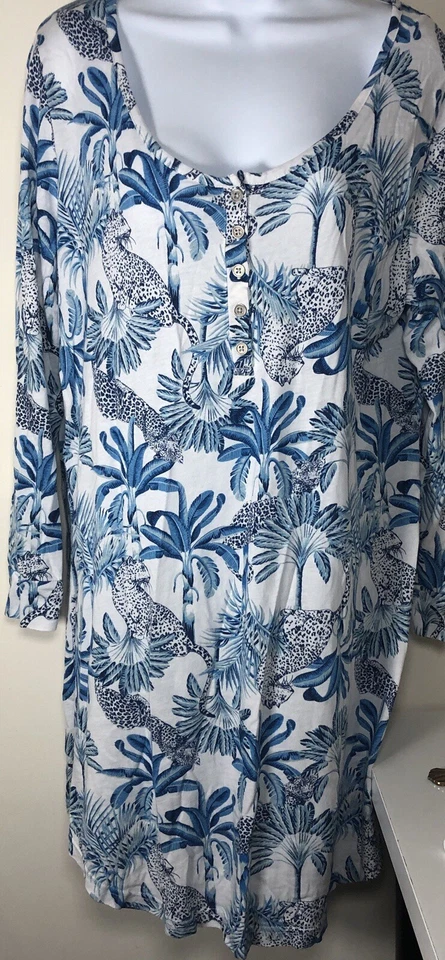 Echo Sleepwear леопард Cat печать цветочный ночная рубашка PJs XL модальная смесь мягкий - Изображение 2 из 4