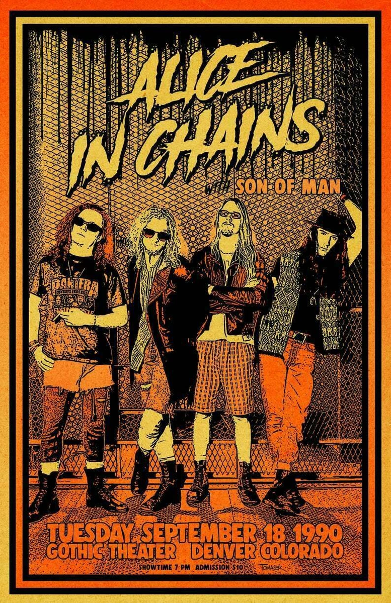 Alice-In-Chains 1990 Tour Poster, Alice-In-Chains Vintage Poster