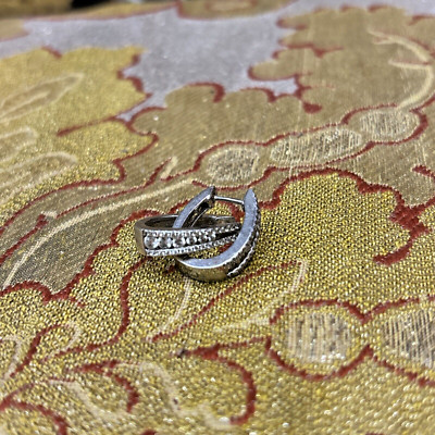 altes Paar Ohrringe Silber und Strass Epok 1970 Bügel