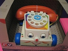 Fisher-Price CHATTER TELEPHONE Phone PULL TOY FP 1694 eyes move dial rings NIB
