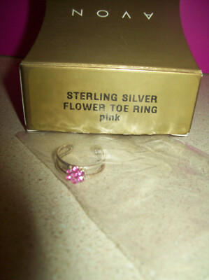 Avon STERLING Silver Pink Flower Toe Ring NEW