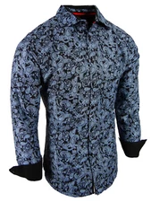 Mens Shirt Colorful Paisley Floral Fashion Print Modern Slim Fit Button Dress 2